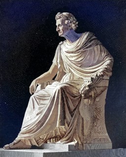 The monument of King Ludwig I of Bavaria in the Valhalla near Regensburg, illustration from the