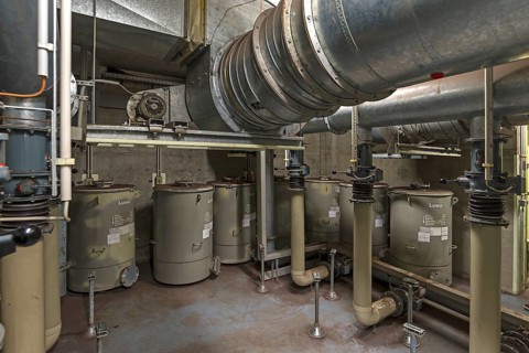 The filter system for purifying the air in an abandoned nuclear bunker, built for 2, 400 people in