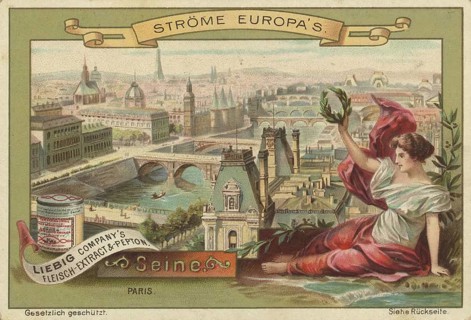 Picture series Streams of Europe, view of the Seine in Paris, France, picture of love, digitally