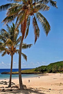 Anakena Beach on Easter Island in Chile, Hotu Matua, Rapa Nui