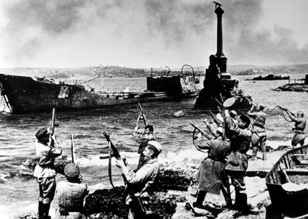 Sevastopol, soldiers celebrate victory and liberation of, Crimea, Ukraine, May 9, 1944 Second World