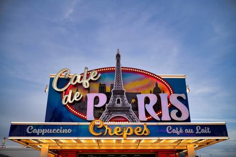 Crepes, sweets, Café de Paris, Eiffel Tower, sales stand, food, spring festival, Cannstattter