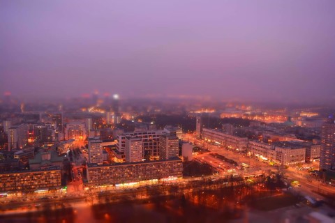 View of the top in a city of warsaw. Poland