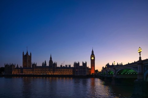 Night view, Thames, Westminster Bridge, Houses of Parliament, Elizabeth Tower, Tower with Bell Big