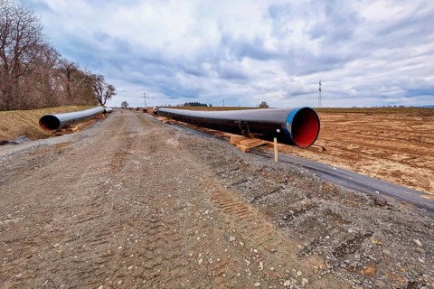 Gauangelloch, Germany - March 2nd 2026: Construction of The South German Natural Gas Pipeline (SEL)