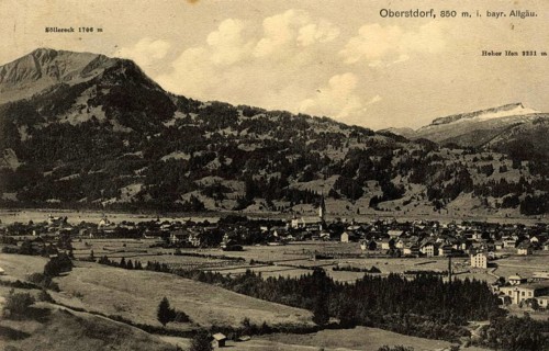 Oberstdorf im Allgäu, Bavaria, Germany, authentic reproduction of an old postcard, around 1910,