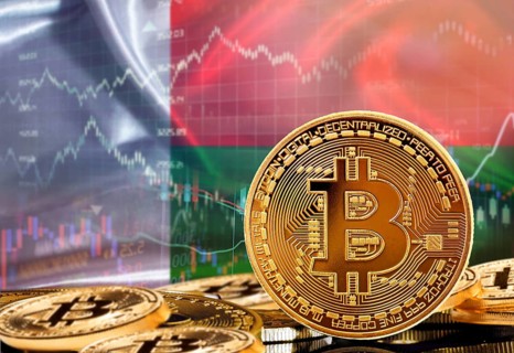 Investors in cryptocurrency and Blockchain Technology in Madagascar, Concept. Bitcoin with Malagasy