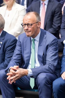 Friedrich Merz (Chancellor of the Federal Republic of Germany, CDU) in front of his speech at the