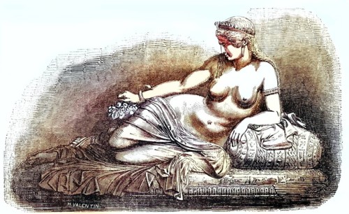 Marble sculpture of Cleopatra VII created by French sculptor Daniel. Depiction shows Cleopatra VII,