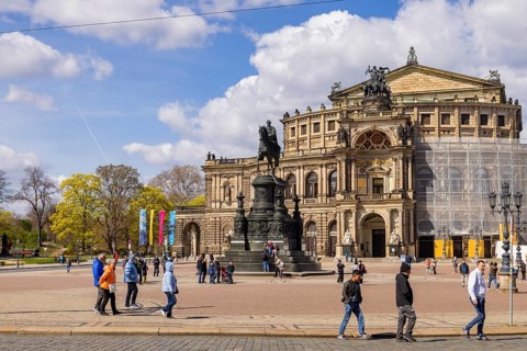 Theaterplatz with Semperoper, Dresden, Saxony, Germany
