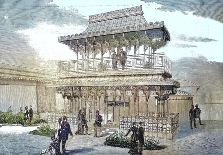 Chinese pavilion and theatre at the 1867 World's Fair in Paris, iron architecture, France,