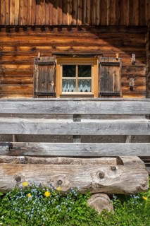 Alpine hut detail, Eng-Alm, Karwendel mountains, Tyrol, Austria