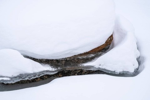Snowy rock, Lapland, Finland, January 2025