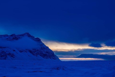 Glacier, mountain range, snow, blue hours, dawn, Vatnajökull, winter, Iceland, Scandinavia