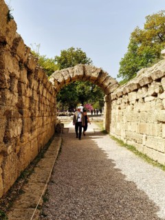 Monumental entrance to the stadium, crypt, arched walkway, birthplace of the Olympic Games, Olympic