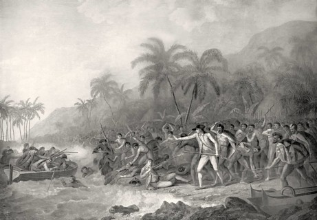 Death of Captain James Cook, 1728, 1779, a British navigator and explorer