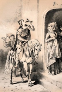 Illustration of the Assassination of Edward the Martyr or Eadweard, c. 962 - 978, King of the