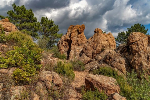 Rock formation in the Bavella massif near the Bavella needles or Aiguilles de Bavella, Corsica,