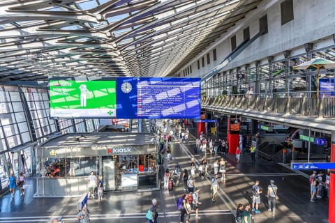 Station building of the main railway station in Lucerne, Switzerland