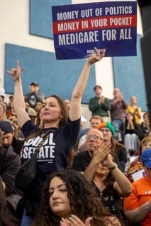Detroit, Michigan - Senator Bernie Sanders held a rally at a Detroit high school as part of his