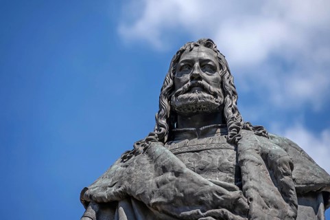 Detail, Dürer Memorial, consecrated in 1840, Dürerplatz, Nuremberg, Middle Franconia, Bavaria,