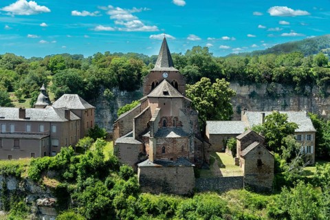 Bozouls. Saint Fauste church. roman church, Aveyron. Occitanie. Canyon of Trou de Bozouls