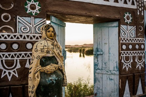 Painted façade, Abu Simbel, Upper Egypt, Egypt