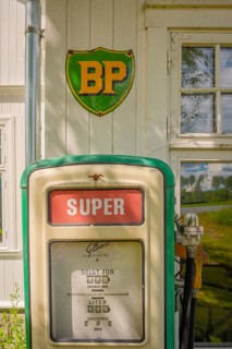 Detailed view of an old gas station, Nedre Eggedal, Buskerud, Norway