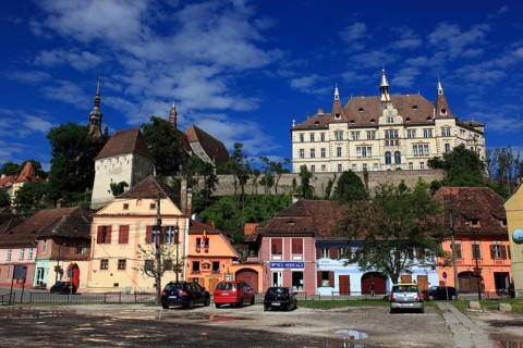 Romania, view of the historic old town of Sighisoara, German Sighisoara, city in Mures district in