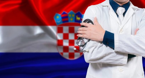 Croatian national health system, Medical professional holding sthetoscope isolated