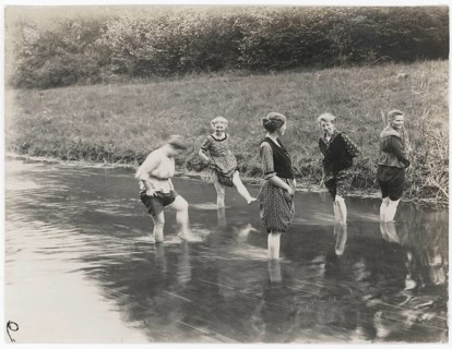 Bathing, swimwear, woman, stream, leisure, fun, summer, woman in rural surroundings wading through
