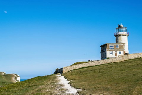 Belle Tout Lighthouse, English Channel, Beachy Head Cliffs, East Sussex, England, United Kingdom