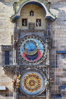Medieval astronomical clock, The Walk of the Apostles, Prague, Bohemia, Czech Republic