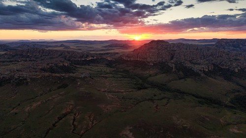 Aerial view of Isalo National Park in southern Madagascar