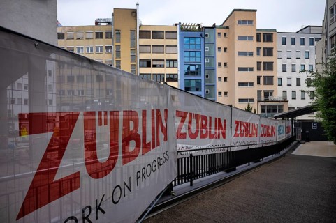 Barrier, barrier tape, Züblin construction company, logo, construction site, Sophienstraße,