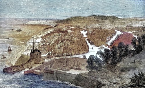 The French port city of Le Havre at the mouth of the Seine in Normandy from a bird's eye view in