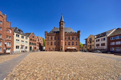 Town Hall, Town Hall Tower, historic residential and commercial buildings, houses, old town,