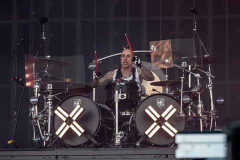 Frank Zummo, drummer of Electric Callboy live at Rock im Park on Zeppelin Field in Nuremberg on 05