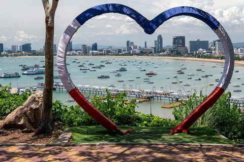 View point with heart in Thai colors, Pattaya, Thailand