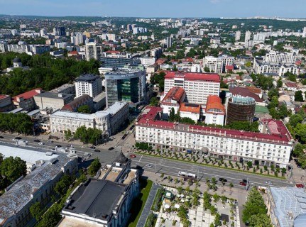 City view with modern and classic architecture and green park areas, aerial view with Sky Tower
