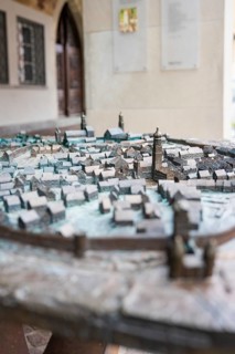 Detailed miniature model of a city with many buildings, Isny, Allgäu, Bavaria, Germany