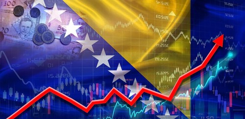 Bosnia financial growth on market graph. Bosnia economic growth on financial graph background