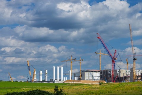 ESMC construction site of the new chip factory, Dresden, Saxony, Germany