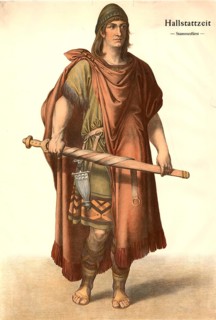 Tribal prince from the Hallstatt period, reconstruction of Celtic clothing and armament from the