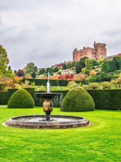 Autumn colors over Powis Castle and Garden, Welshpool, Powys, Wales, UK