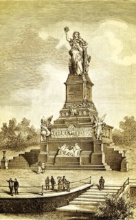 The Niederwald monument in Rüdesheim am Rhein, Germania with crown, victorious Franco-Prussian War