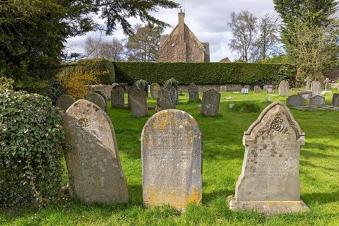 Tombstones, Cemetery, Baptist Church, Bibury, The Cotswolds, England, Great Britain