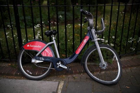 Pedelec parked after accident, broken, bent, e-bike, electric bicycle, rental bike, logo,