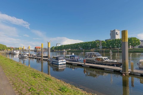 Pleasure boat harbour on the Weser promenade, Hanseatic city of Bremen, sports harbour, motor