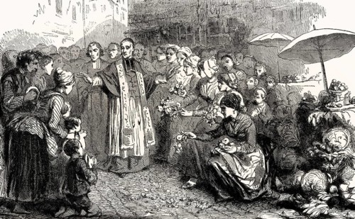 A procession of Pope Gregory XVI, 1765 – 1846, during the cholera epidemic in Italy